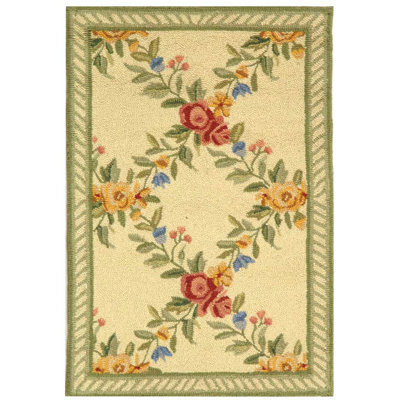 Hand Hooked Wool Pile Floral Rug