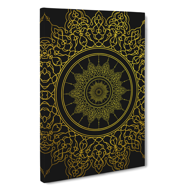 Ornamental Circles In Gold - Wrapped Canvas, 60cm H x 40cm W x 3cm D