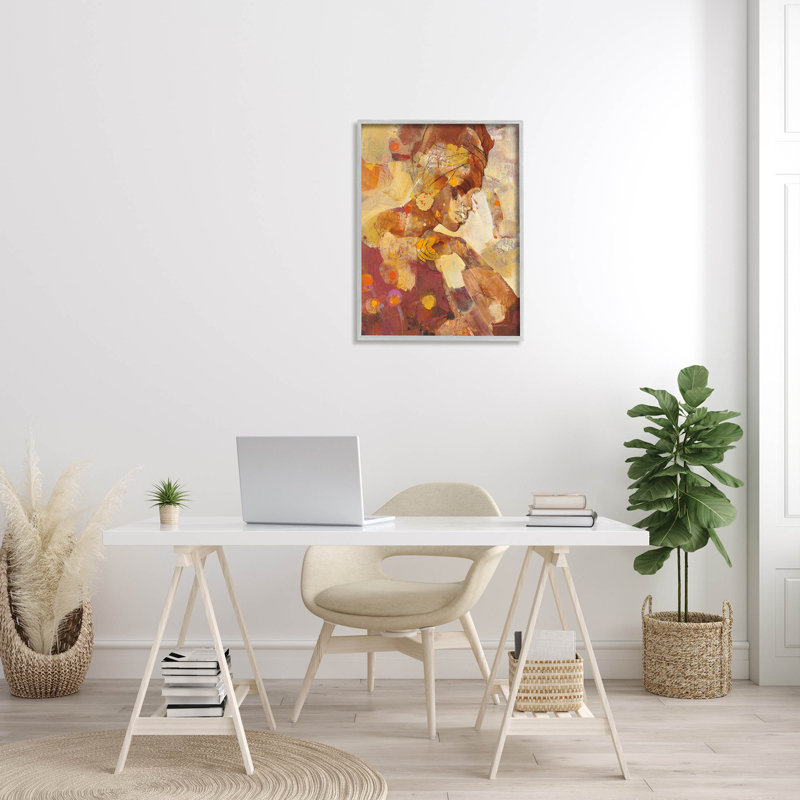Célébrer la beauté, abstrait, estampe numérique par Albena Hristova, H 30 po x l 24 po x P 1,5 po, Cadre flottant gris lustré