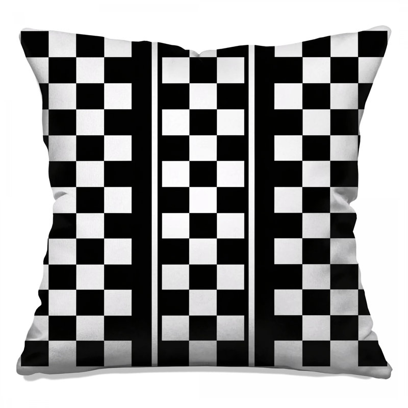 Black White Checkered Double Sided Throw Pillows, 20 x 20 inches