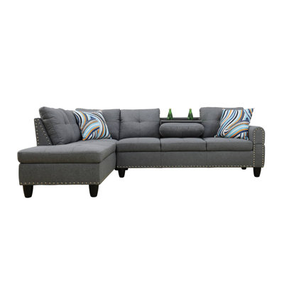 3-Piece Grey Linen Sofa Set for Living Room