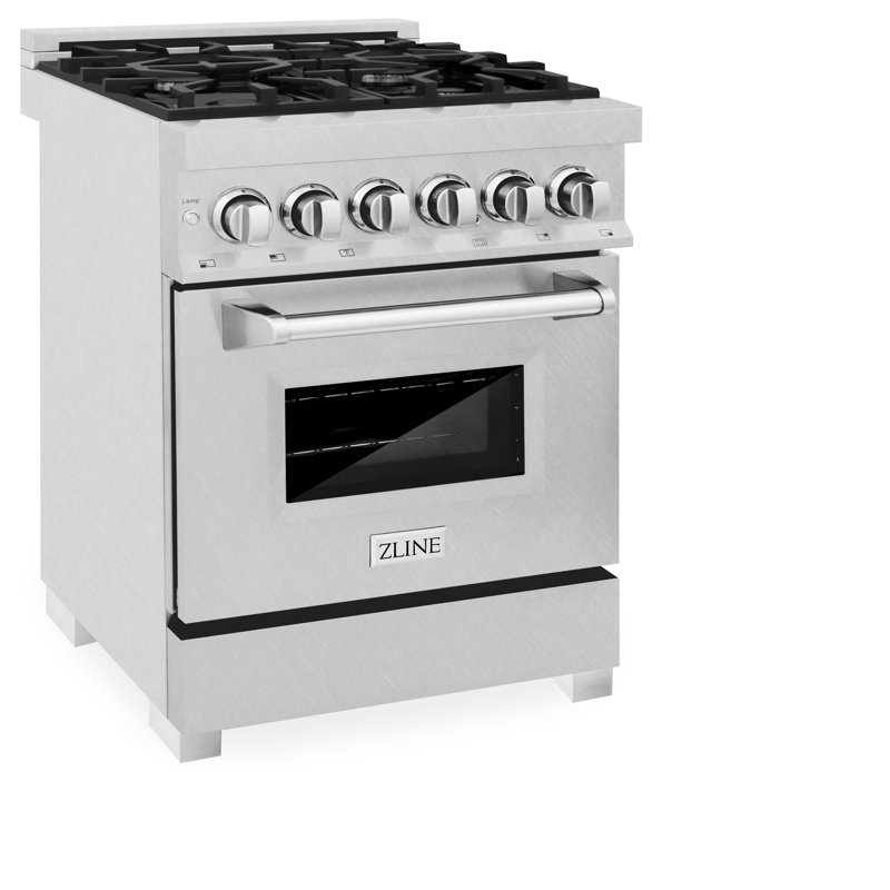 ZLINE 24 In. 2.8 Cu. Ft. Legacy Dual Fuel Range with 4 Burner Gas Cooktop and Electric Convection Oven in Stainless Steel (RAS-SN-24)