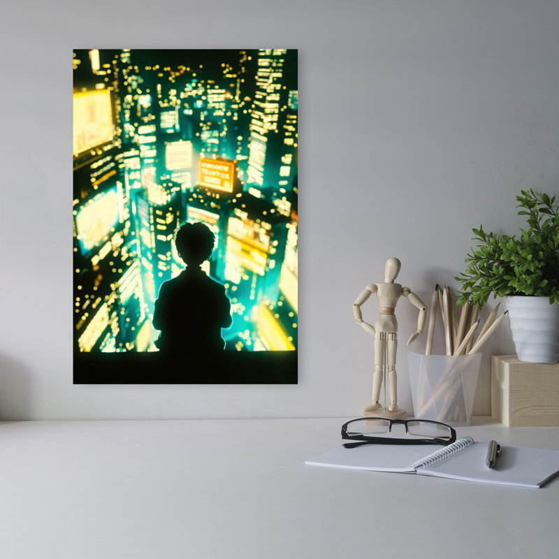 Overlooking Tokyo Vibrant Abstract Contemporary City Landscape Wall Art Print 1 Piece Wrapped Canvas Wall Art
