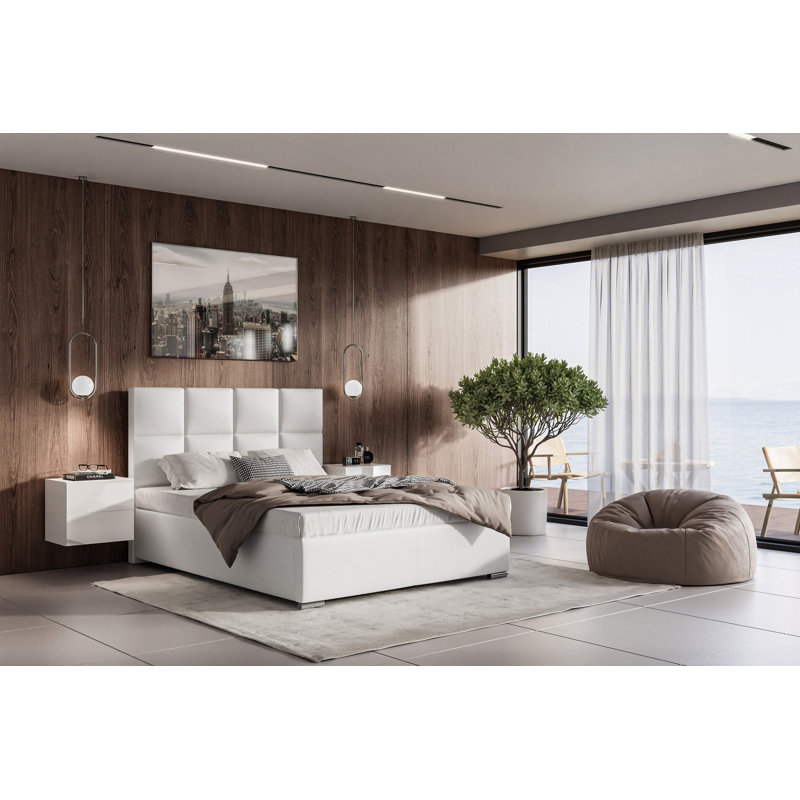 Adilyne Upholstered Ottoman Storage Bed, 160 x 200cm, White