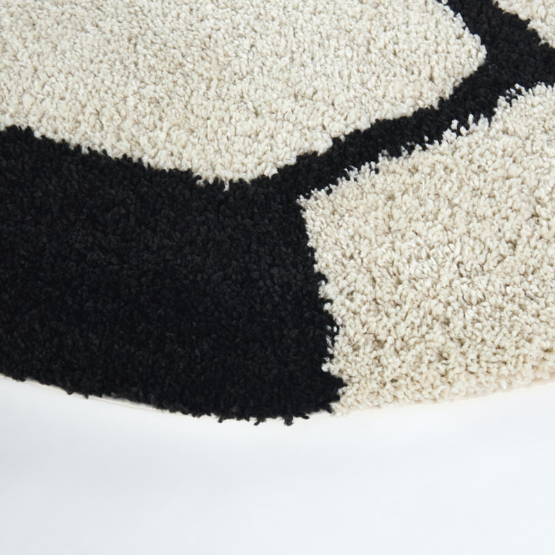 Tapis à poils longs Steven Black pour enfants, motif ballon de football