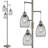 Dimmable Floor Lamp, Metal, 3 X 800LM LED Edison Bulbs Included, Industrial Floor Lamp Standing Tree Lamp With Elegant Teardrop Cage Heads Tall Lamps For Living Room Bedroom-Brushed Nickel-119023647