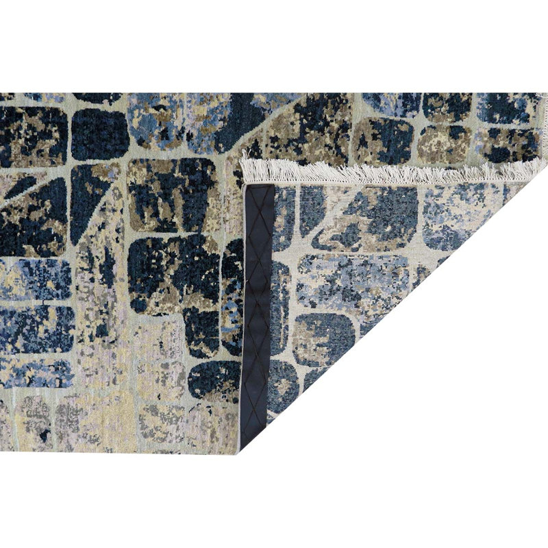 Hand Knotted Patchwork Area Rug, Rectangle 9' x 12'