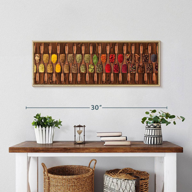 Indian Herbs, Floating Frame Natural Wood, 28" X 10"