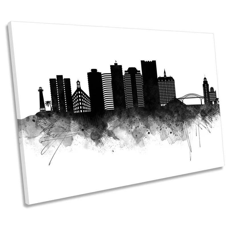 Longbeach City Skyline - Wrapped Canvas Print, 61cm H x 91.4cm W x 4cm D