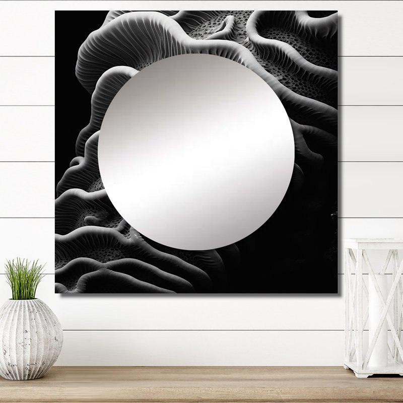 Wunibald - art mural miroir corail noir et blanc, 23 po x 23 po