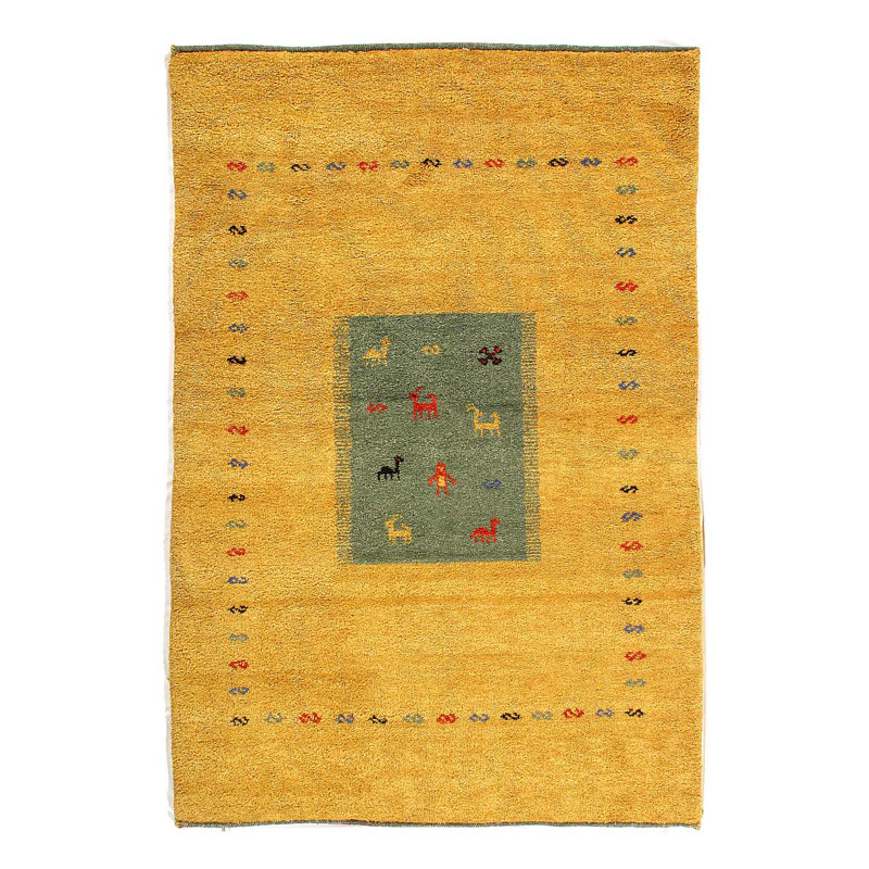 Gold Hand Knotted Gabbeh Rug 4'x 6'