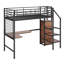 Lit mezzanine avec bureau et grille en métal, lit élégant en métal avec échelle de rangement latérale et garde-robe-1692712857