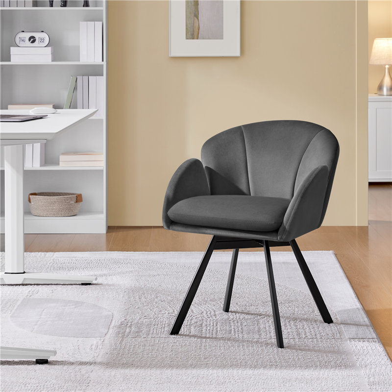 Velvet Swivel Armchair, Dark Grey
