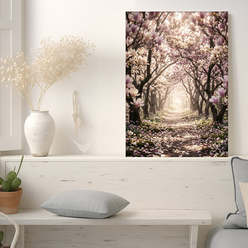 «Rose» et «White Blossoming Trees Over Sunlit Path», art mural sur toile, 18"H x 12"W