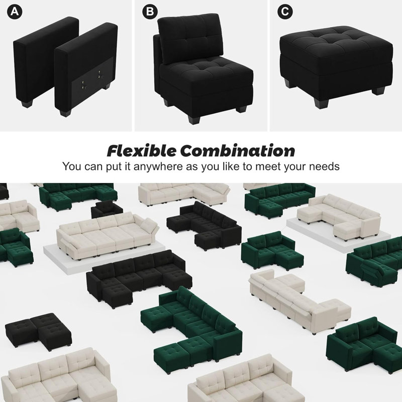Accoudoirs de canapé modulaire Soneson Ivery, Velours noir