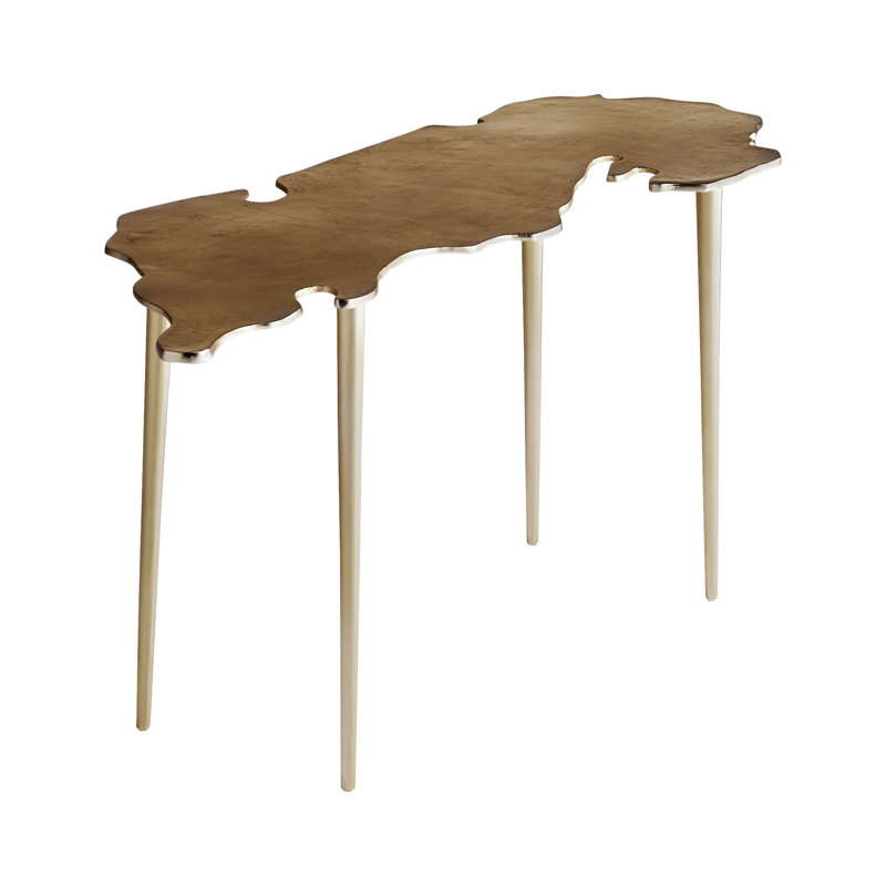Atlas Single Coffee Table, Aged Gold, 18" H x 42" L x 16" W