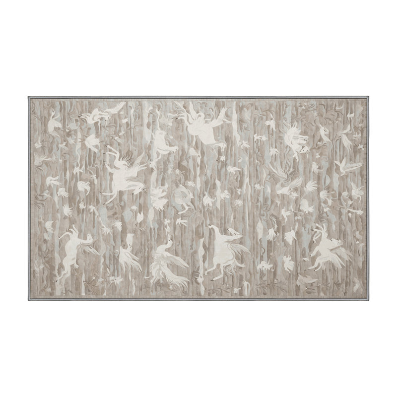 Machine Washable Gray Area Rug, Rectangle 8' x 10'