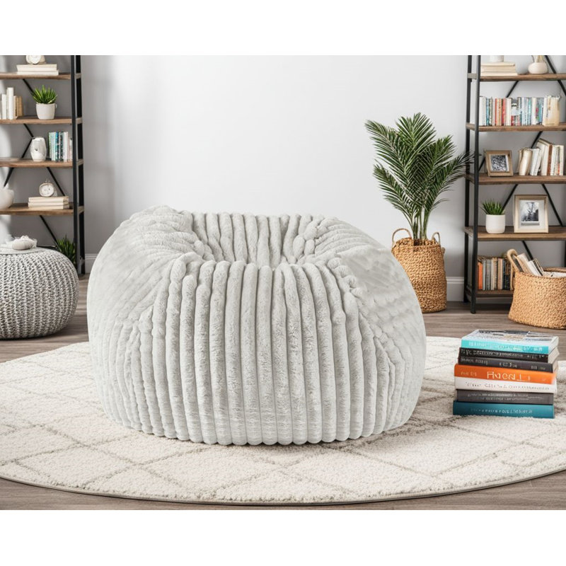40" Memory Foam Lounger with Plush Minky Removable Cover, White/Ivory Polyester