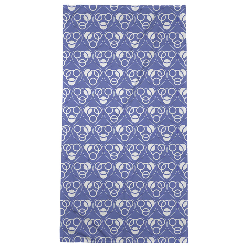 Serviette de plage à motif de cercles et de vagues Classic, Bleu/blanc