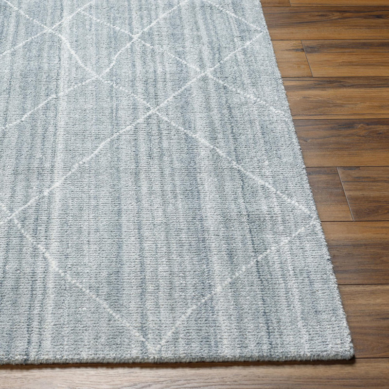 Hand Loomed Geometric Area Rug in Blue, Rectangle 9' x 12'