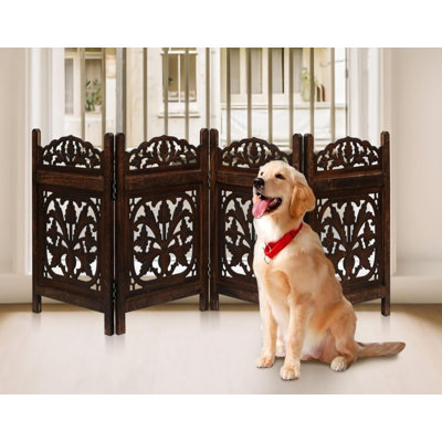 4-Panel Foldable Wooden Dog Gate