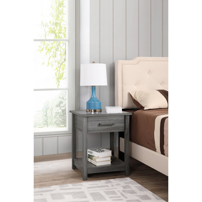 Sleek Contemporary Nightstand In Sandle Wood, Grey