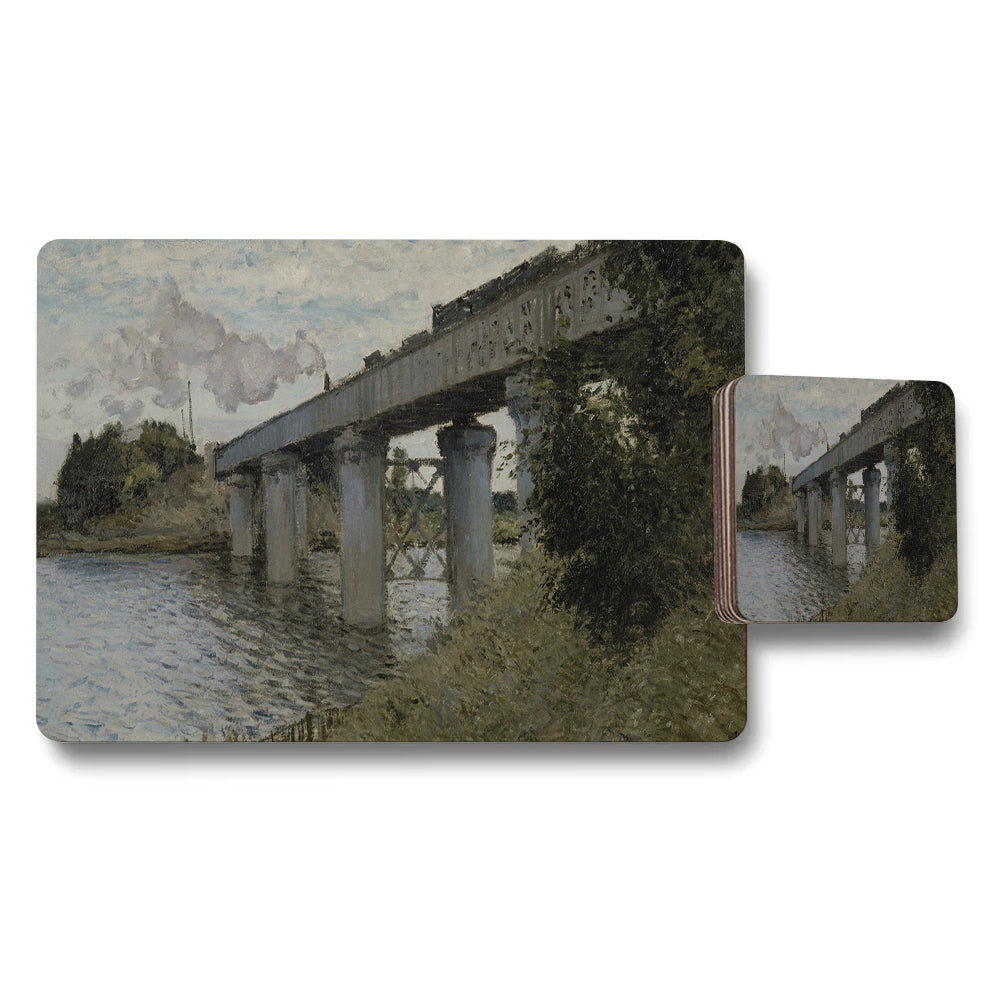 Bridge Over Water Landscape Placemat And Coaster Set