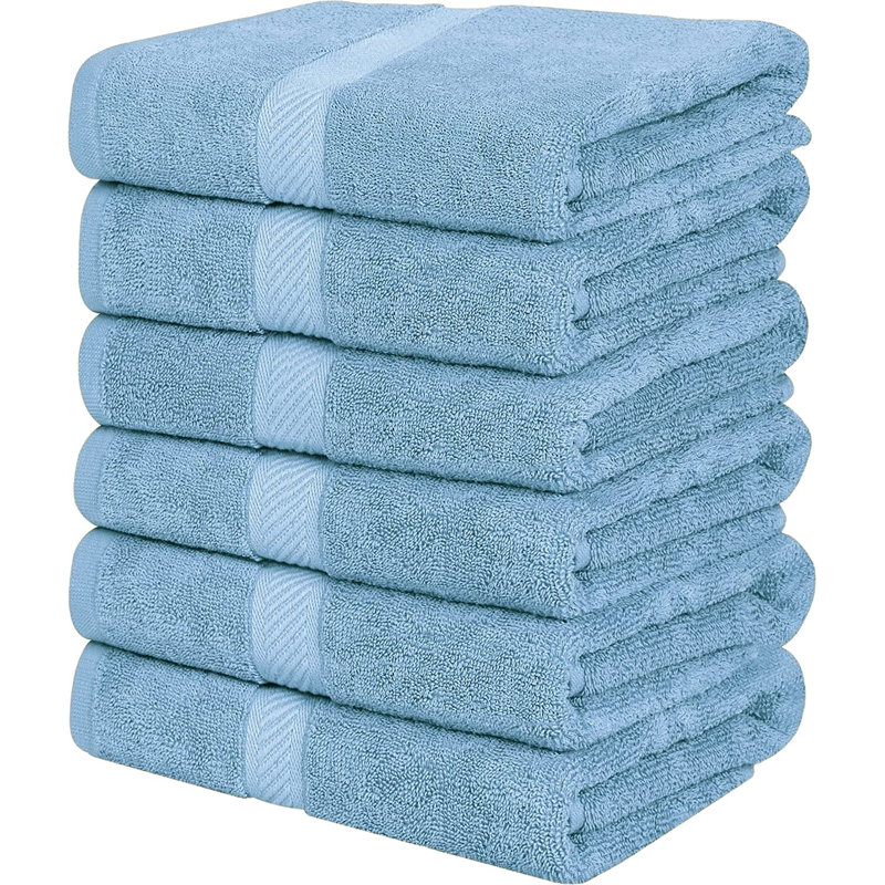 Ensemble de 6 serviettes pour salle de bain Dyshaun, Bleu ciel