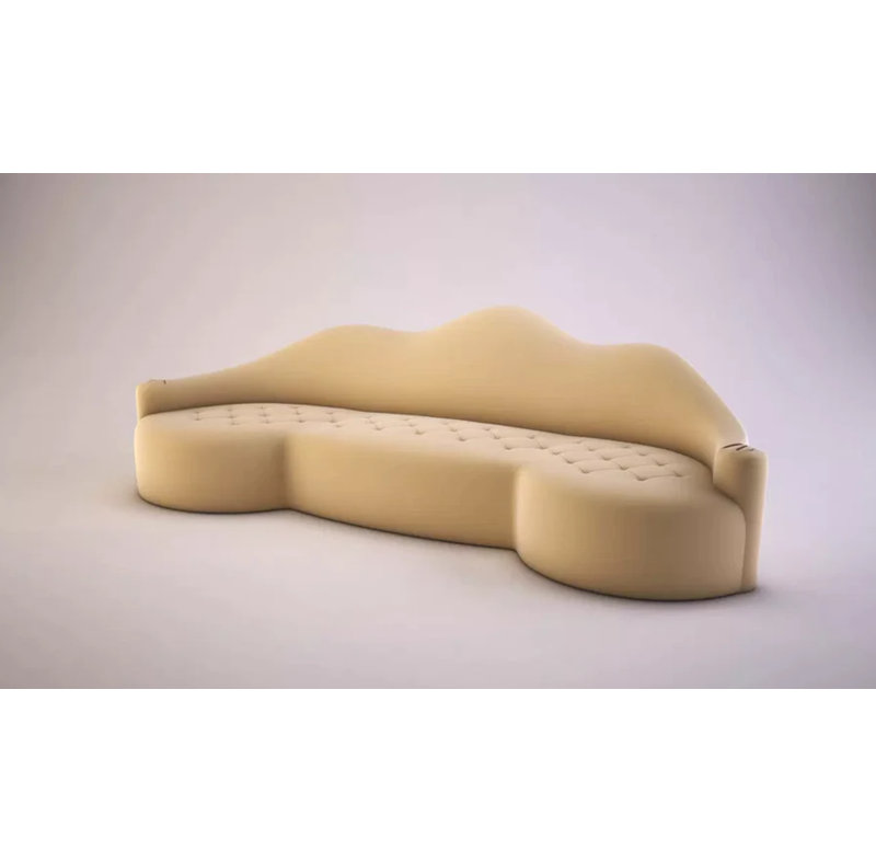 Canapé incurvé Lola, H 38,6 po x l 133,8 po x P 47,2 po, Cuir véritable noir