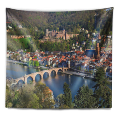 Tapisserie river et heidelberg cityscape neckar