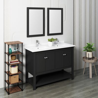 Manchester 48""Free-Standing Double Sink Bathroom Vanity Set with Mirror (Faucet Not Included) -  Fresca, FVN2348BL-D