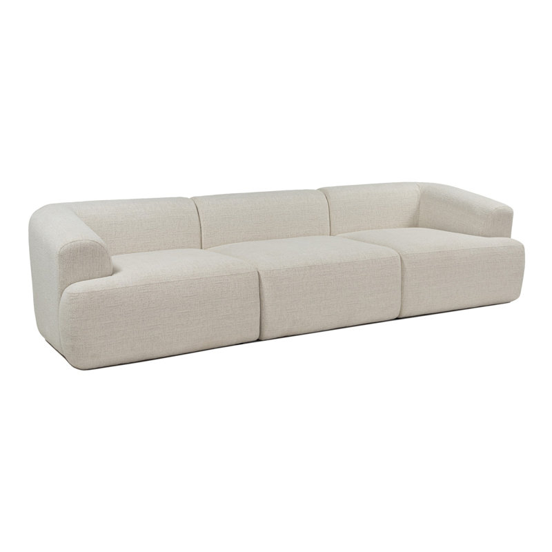 Élégant canapé 3 places, tissu blanc à texture douce, 109,1 po x 28,3 po x 40,6 po | Structure en hêtre et en sapin durable avec panneau de particules | Hauteur du siège confortable: 17,3 po et profondeur: 30,7 po | Parfait pour le salon et les espa