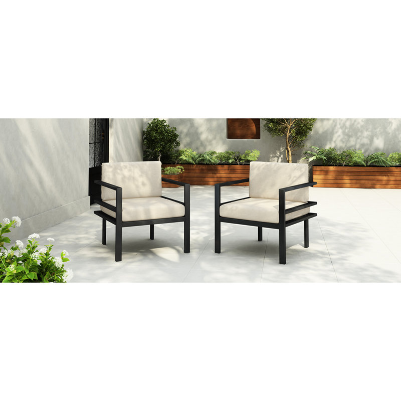 Sièges de patio de 27,7 po, structure en aluminium, coussins, chaise au design épuré pour une utilisation à l'extérieur, construction, coussin, espaces élégants