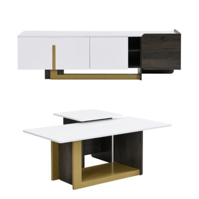 Ensemble 2 pièces de meuble télé moderne et table basse