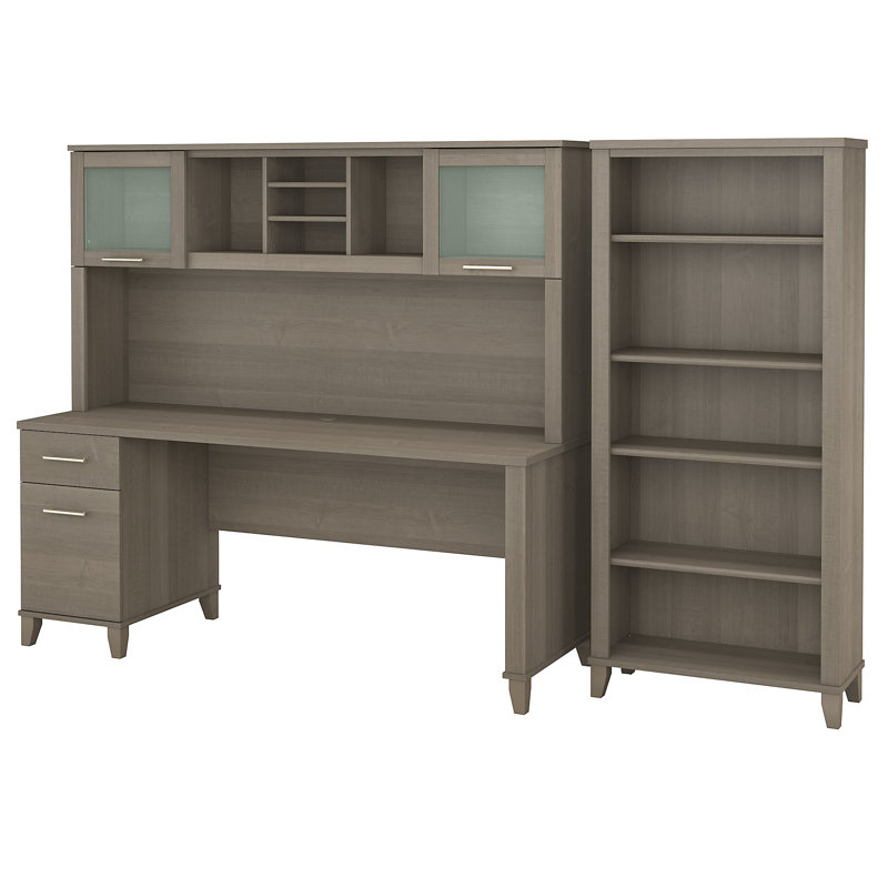 Bureau avec huche Ovia, Gris cendre