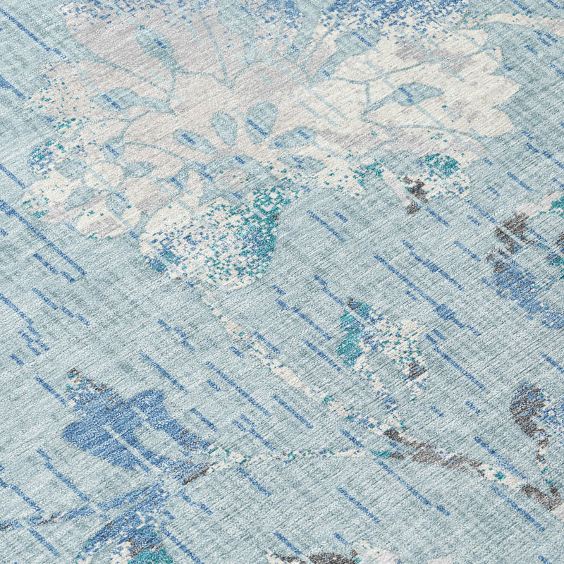 Machine Washable Indoor/Outdoor Chantille ACN2616 Floral Rug, Sky, 2'6" x 3'10"