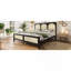 Grand lit plateforme avec tête et pied de lit en rotin, noir et beige-1680293383-1680293381
