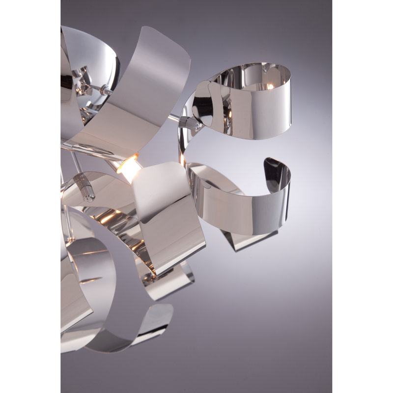 Lustre sphérique unique à 12 lumières Ailis, H 23 po x l 23 po x P 23 po, Chrome poli