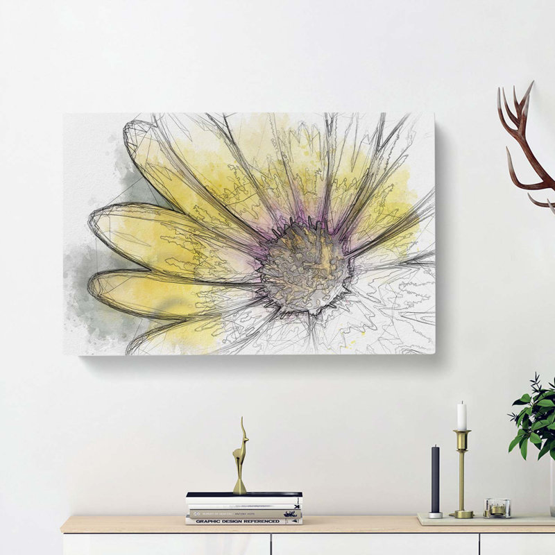 Yellow Gerbera Flower In Abstract - Wrapped Canvas Print, 60cm H x 91cm W x 3cm D