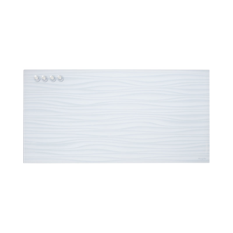 White Waves Magnetic Glass Dry-Erase Board with Magnets, 18in x 36in