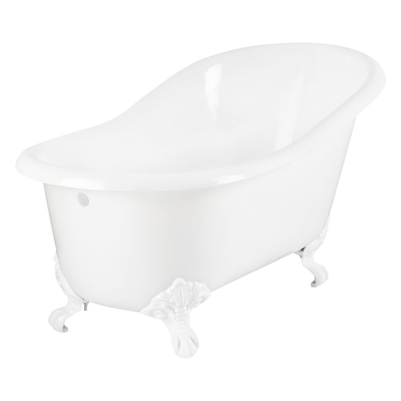 57" Erica Cast Iron Clawfoot Soaking Tub, White