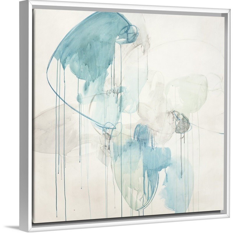 « subtil cobalt », peinture sur toile, Cadre flottant blanc, H 17,7 po x l 17,7 po x P 1,75 po