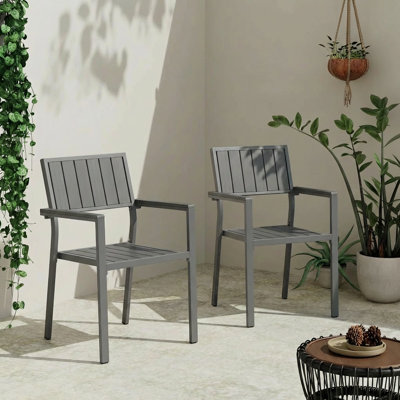 Chamblee Nika Outdoor Patio Aluminum Alloy Dining Armchairs