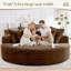Fauteuil d'appoint rond surdimensionné de 180 cm, fauteuil lounge Cloud en velours côtelé avec coussins de dossier moelleux, fauteuil-lit une place extra large pour salon ou chambre à coucher-596548272