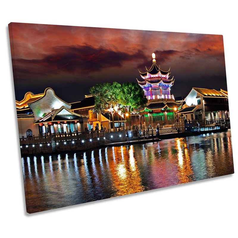 China Temple Jiangsu - Wrapped Canvas Painting, 40.6cm H x 61cm W x 2cm D