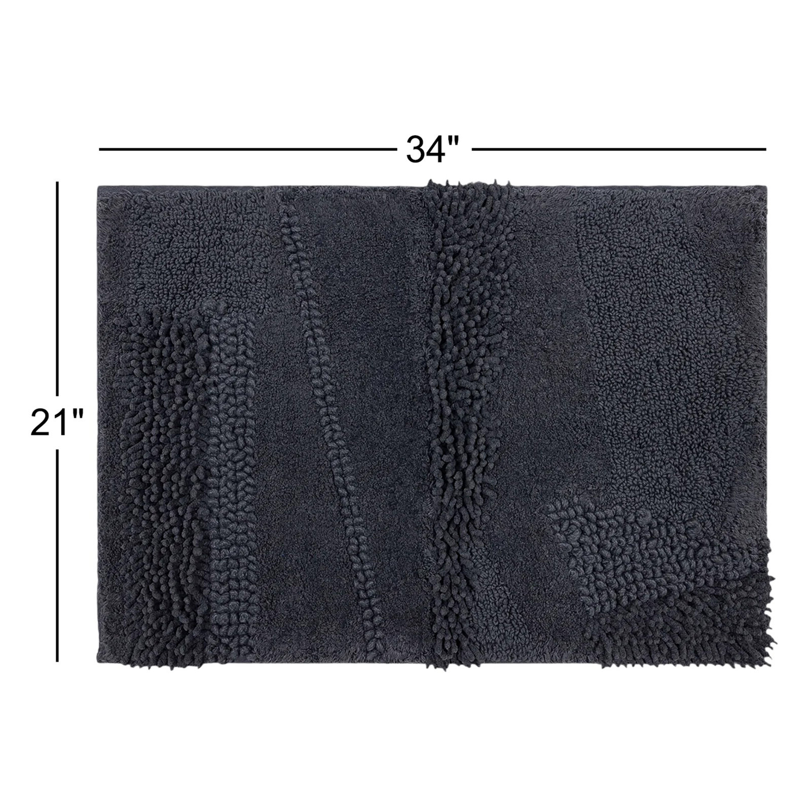 Laverne Cotton Bath Rug, 21" W x 34" L, Charcoal