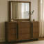Commode large avec miroir Reon, 6 tiroirs, cannelures verticales, bois brun