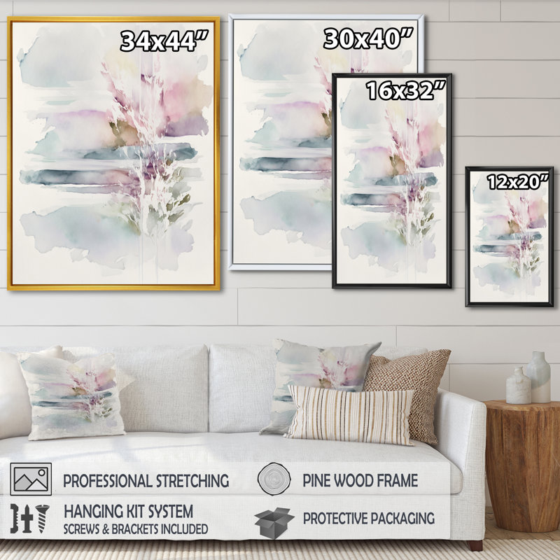 «Quietude in Mute Pastel V», reproduction sur toile, H 32 po x l 24 po x P 1 po, Toile avec cadre flottant or