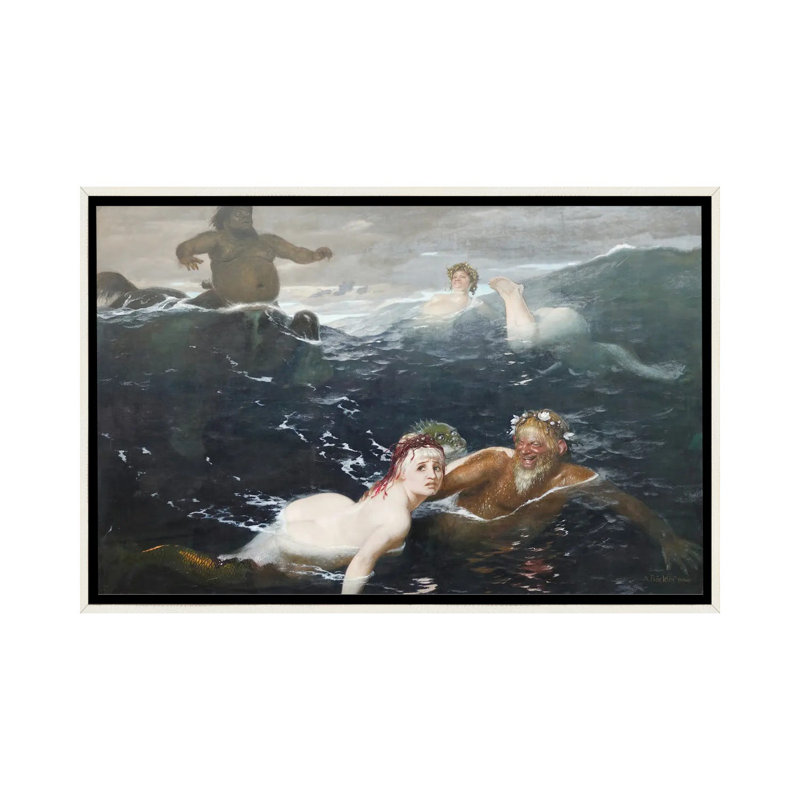 Dans le jeu des vagues - ABQ17, H 40 po x l 60 po, Impression sur toile flottante sans passe-partout, Distressed White