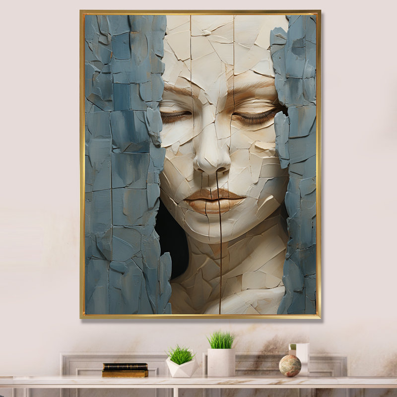Portrait féminin gracieux III, H 32 po x l 24 po x P 1 po, Cadre flottant doré